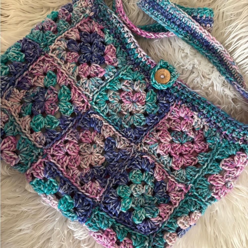 Handcrafted Multicolor Crochet Tote Bag